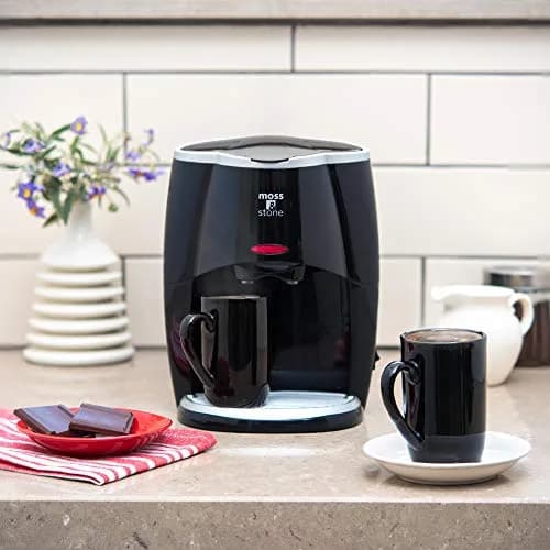 Moss & Stone Mini Drip Coffee Maker with 2 Mugs, 5oz Capacity | Compact Single Serve Brewer thumbnail 5