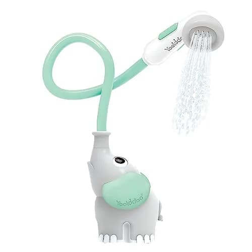 Yookidoo Elephant Baby Bath Shower Head with Water Pump & Trunk Spout Sprayer | Safe for Newborns & Toddlers (Turquoise, 0-24 Months) thumbnail 1