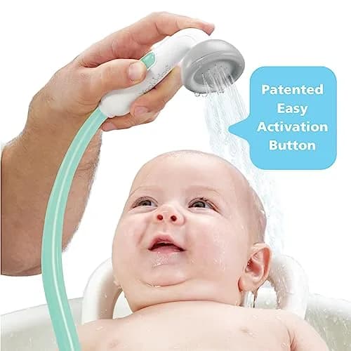 Yookidoo Elephant Baby Bath Shower Head with Water Pump & Trunk Spout Sprayer | Safe for Newborns & Toddlers (Turquoise, 0-24 Months) thumbnail 6