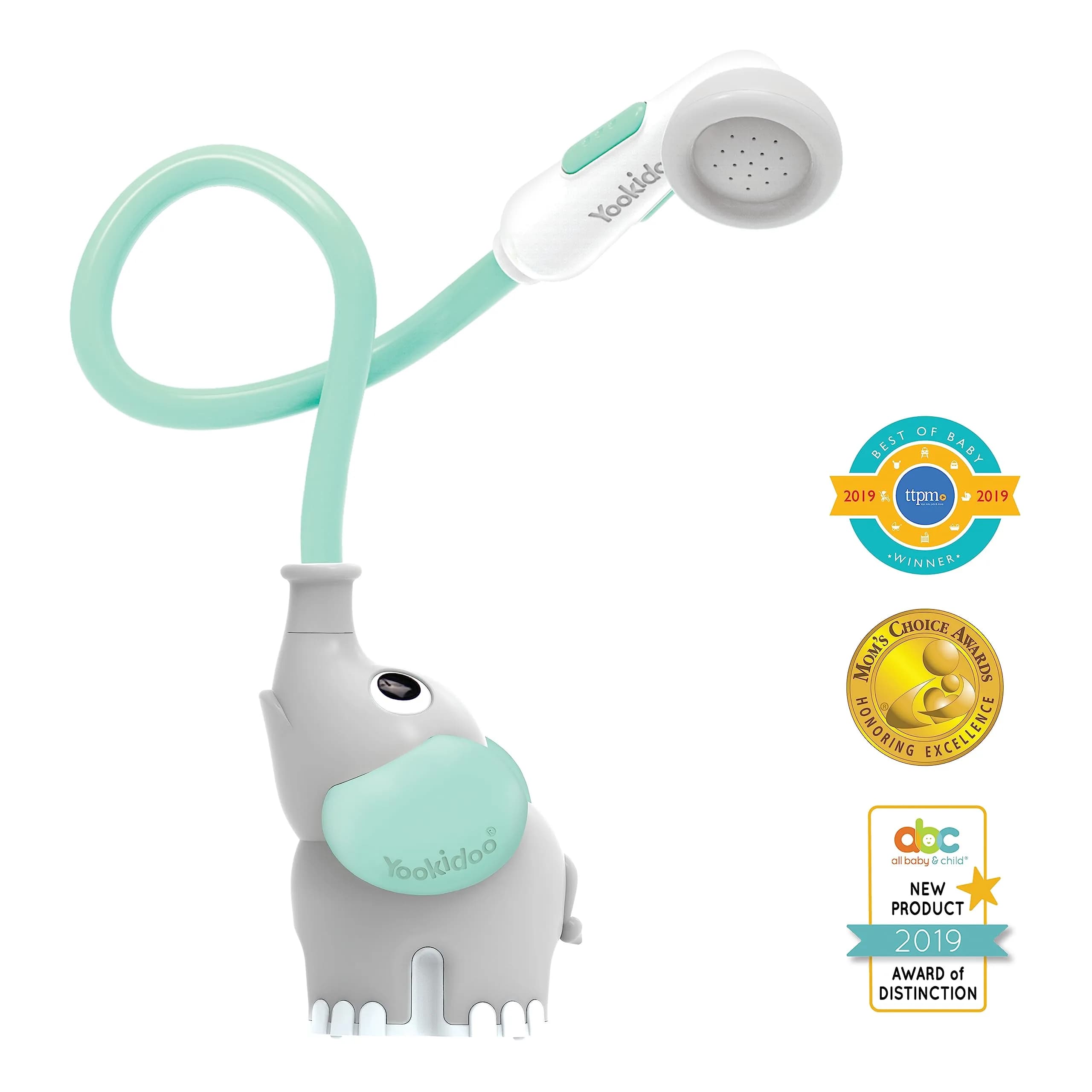 Yookidoo Elephant Baby Bath Shower Head with Water Pump & Trunk Spout Sprayer | Safe for Newborns & Toddlers (Turquoise, 0-24 Months) - view 8