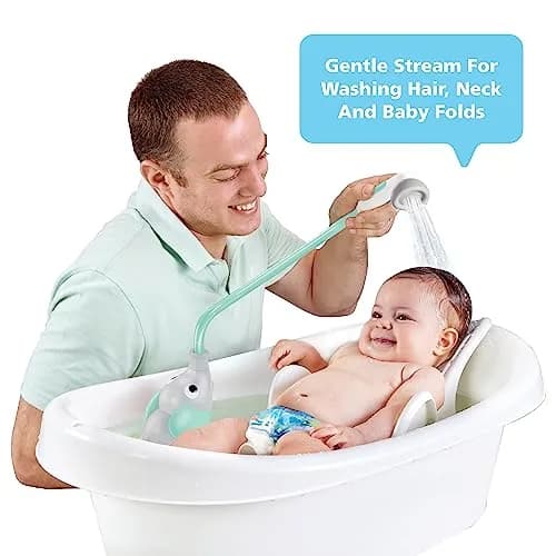 Yookidoo Elephant Baby Bath Shower Head with Water Pump & Trunk Spout Sprayer | Safe for Newborns & Toddlers (Turquoise, 0-24 Months) thumbnail 2