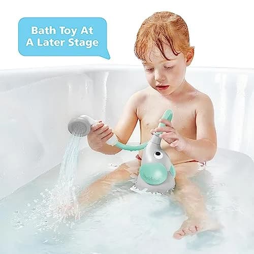 Yookidoo Elephant Baby Bath Shower Head with Water Pump & Trunk Spout Sprayer | Safe for Newborns & Toddlers (Turquoise, 0-24 Months) thumbnail 3