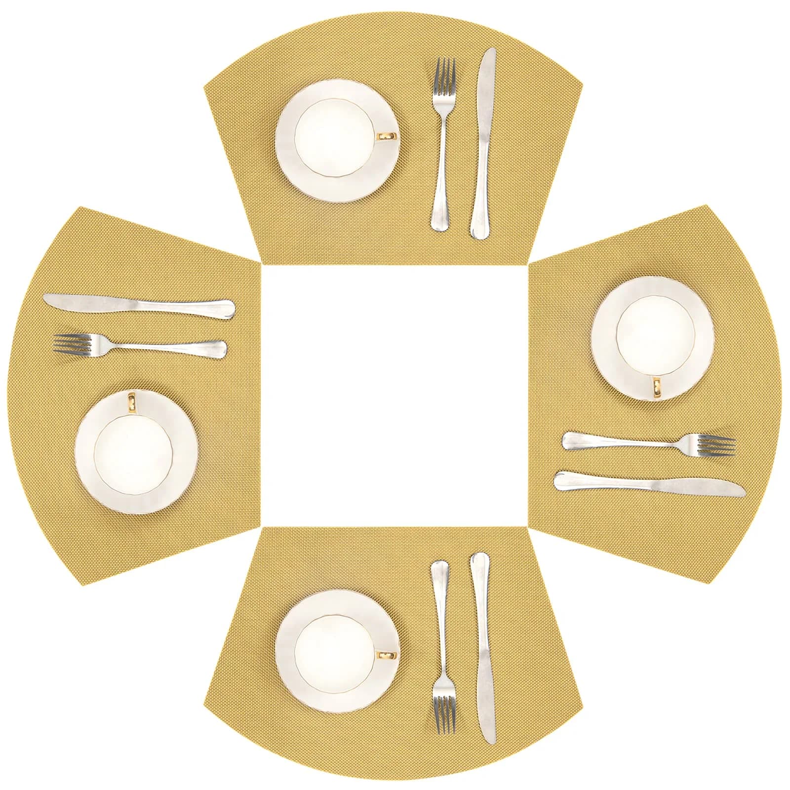 SHACOS Gold Wedge Placemats Set of 4 | 45.5 x 30 cm (17.7 x 11.8 inches)