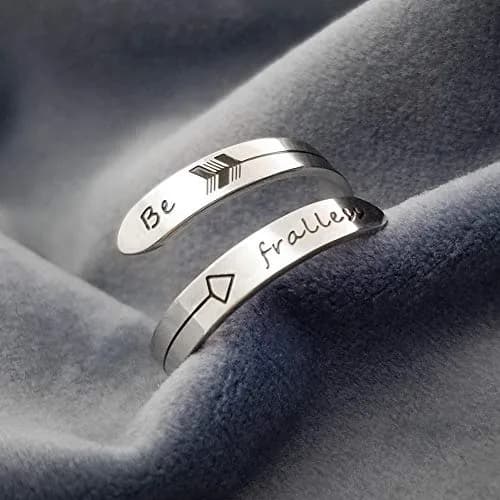 Vrycot Inspirational Adjustable Band Ring Silver Stainless Steel | Encourages Resilience thumbnail 2