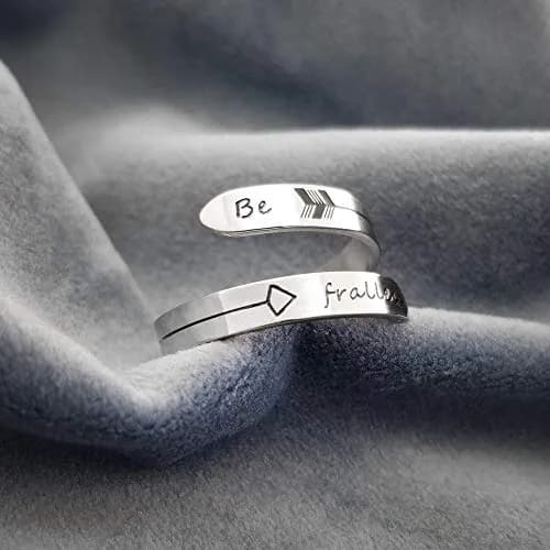 Vrycot Inspirational Adjustable Band Ring Silver Stainless Steel | Encourages Resilience thumbnail 3