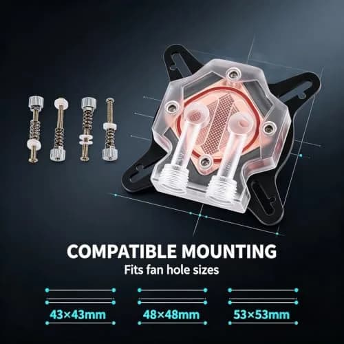 EBTOOLS Universal GPU Water Cooling Block 40mm Copper Base with Transparent Acrylic Cover | High-Performance Heat Dissipation thumbnail 5