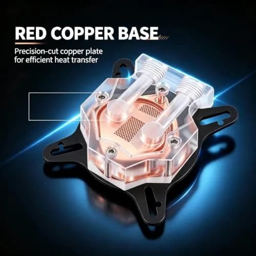 EBTOOLS Universal GPU Water Cooling Block 40mm Copper Base with Transparent Acrylic Cover | High-Performance Heat Dissipation thumbnail 7
