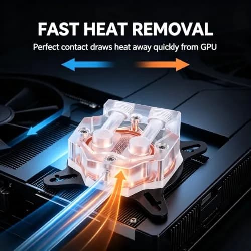EBTOOLS Universal GPU Water Cooling Block 40mm Copper Base with Transparent Acrylic Cover | High-Performance Heat Dissipation thumbnail 9