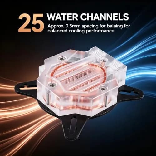 EBTOOLS Universal GPU Water Cooling Block 40mm Copper Base with Transparent Acrylic Cover | High-Performance Heat Dissipation thumbnail 3