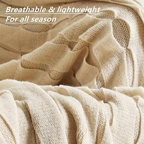 CREVENT Home Decor Rustic Couch Sofa Chair Bed Throw Blanket 50"X60" Beige/Ivory | Cozy Light Weight for Travel & Gift thumbnail 2