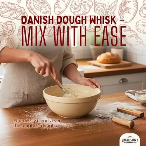 Bread Story Danish Dough Whisk Set with Wooden Scraper & Lame Tool | 3-Piece Artisan Baking Kit thumbnail 6