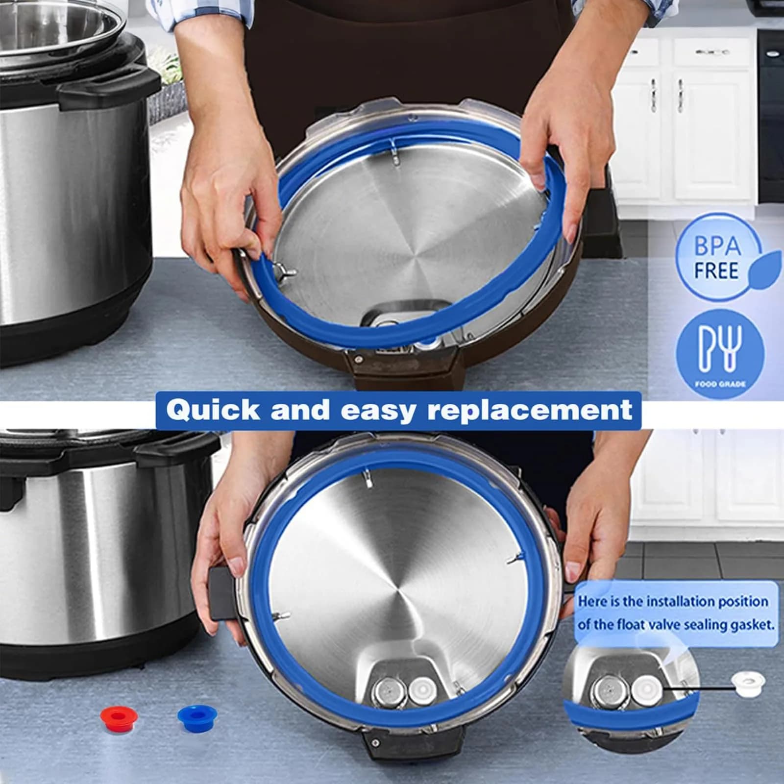 Fuator 6Qt Silicone Sealing Ring & Float Valve Caps (3-Pack) | Instant Pot Replacement Parts - view 5