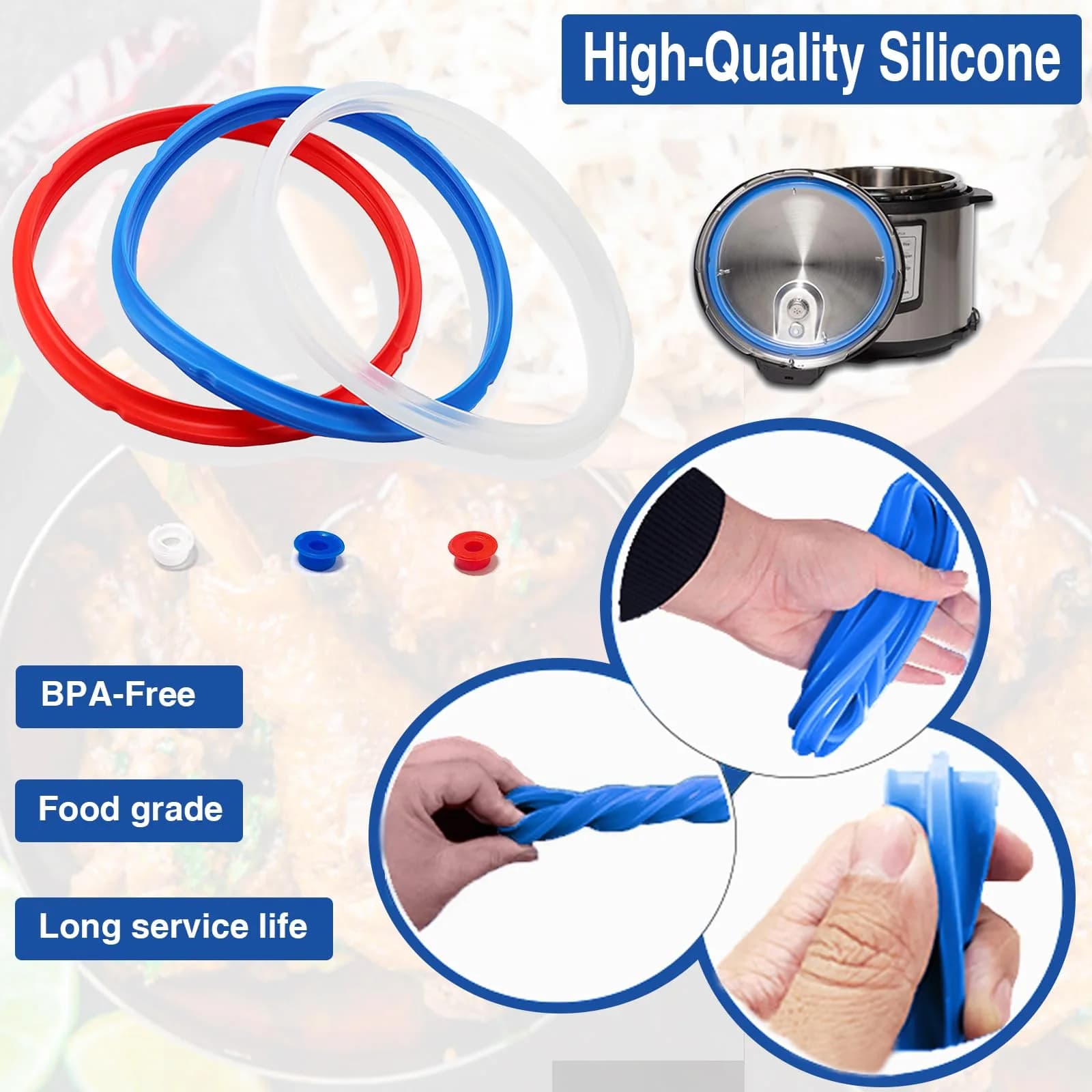 Fuator 6Qt Silicone Sealing Ring & Float Valve Caps (3-Pack) | Instant Pot Replacement Parts - view 8