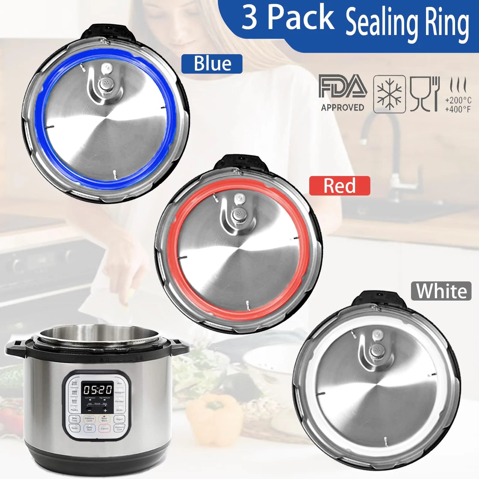 Fuator 6Qt Silicone Sealing Ring & Float Valve Caps (3-Pack) | Instant Pot Replacement Parts - view 9
