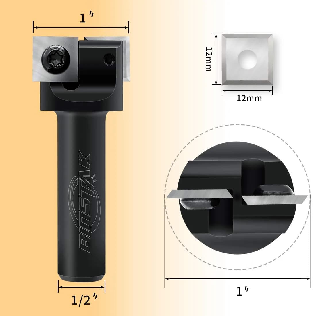 BINSTAK CNC Spoilboard Surfacing Router Bit 1/2" Shank 1" Diameter | Heavy Duty Insert Carbide thumbnail 3
