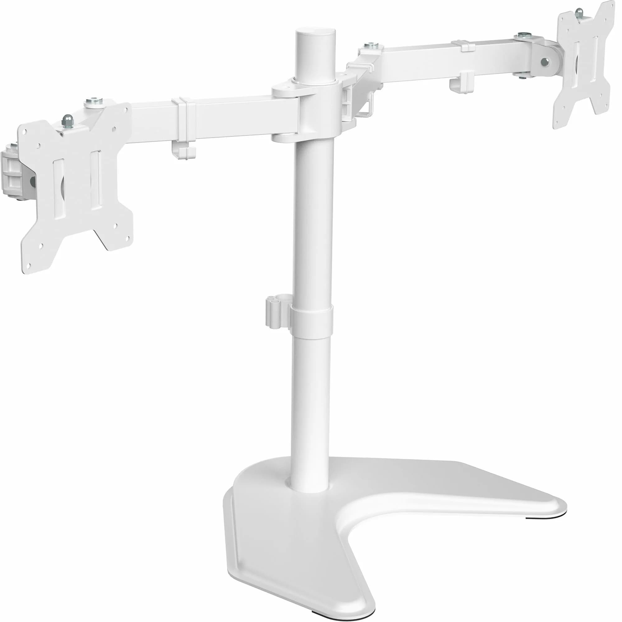 VIVO Dual LCD Monitor Free-Standing Desk Stand | Supports 13-27" Monitors, Up to 22 lbs, Adjustable Articulation, Extra Large Base — White