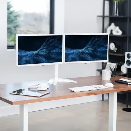 VIVO Dual LCD Monitor Free-Standing Desk Stand | Supports 13-27" Monitors, Up to 22 lbs, Adjustable Articulation, Extra Large Base thumbnail 2
