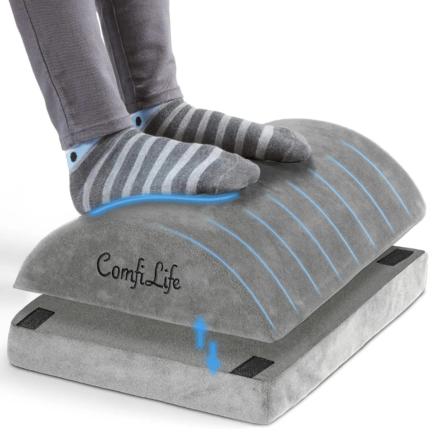 ComfiLife Foot Rest for Under Desk at Work | Adjustable Memory Foam Foot Stool for Back & Hip Pain Relief (Gray) — Gray