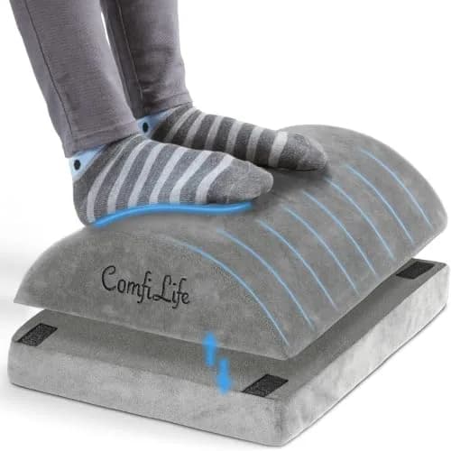 ComfiLife Foot Rest for Under Desk at Work | Adjustable Memory Foam Foot Stool for Back & Hip Pain Relief (Gray) thumbnail 1
