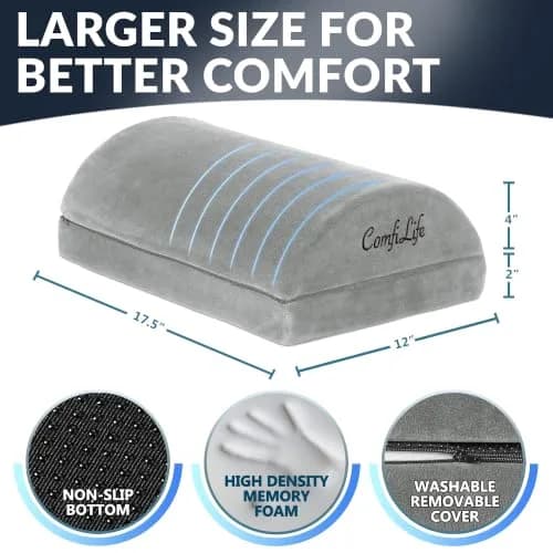 ComfiLife Foot Rest for Under Desk at Work | Adjustable Memory Foam Foot Stool for Back & Hip Pain Relief (Gray) thumbnail 5