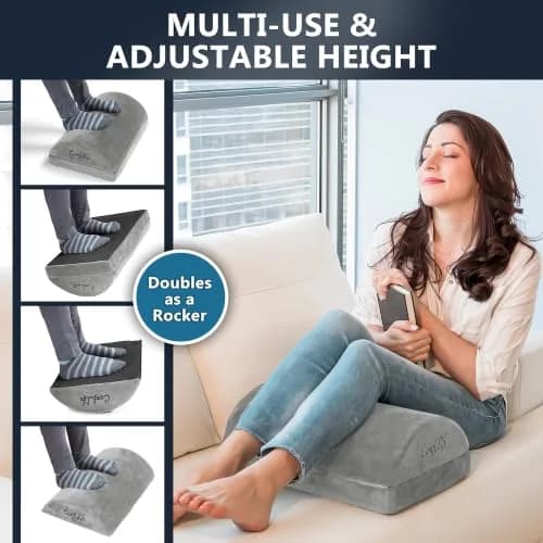 ComfiLife Foot Rest for Under Desk at Work | Adjustable Memory Foam Foot Stool for Back & Hip Pain Relief (Gray) thumbnail 6