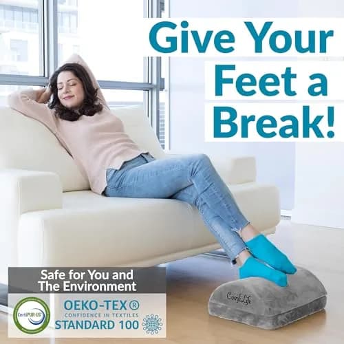 ComfiLife Foot Rest for Under Desk at Work | Adjustable Memory Foam Foot Stool for Back & Hip Pain Relief (Gray) thumbnail 7