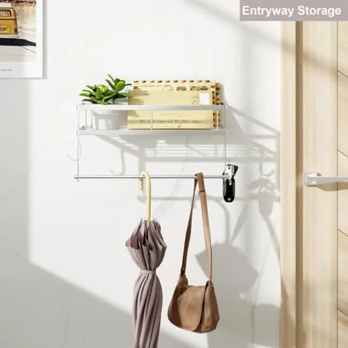 ESOW Paper Towel Holder Wall Mount with Shelf Brushed Nickel | Rust-Proof, Easy Install, Space Saver thumbnail 7
