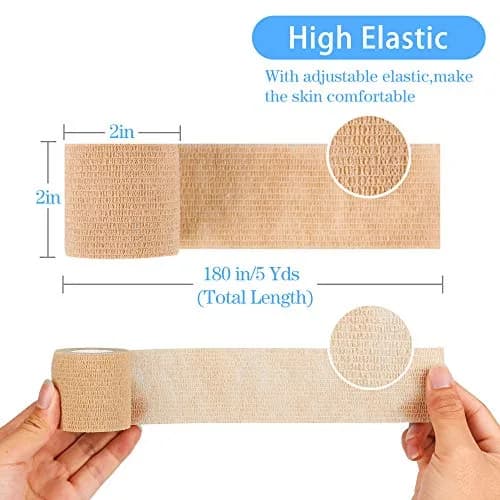 Mooerca Self Adherent Cohesive Wrap Bandages 2'' | Breathable Elastic First Aid Tape for Sports & Wound Care thumbnail 6