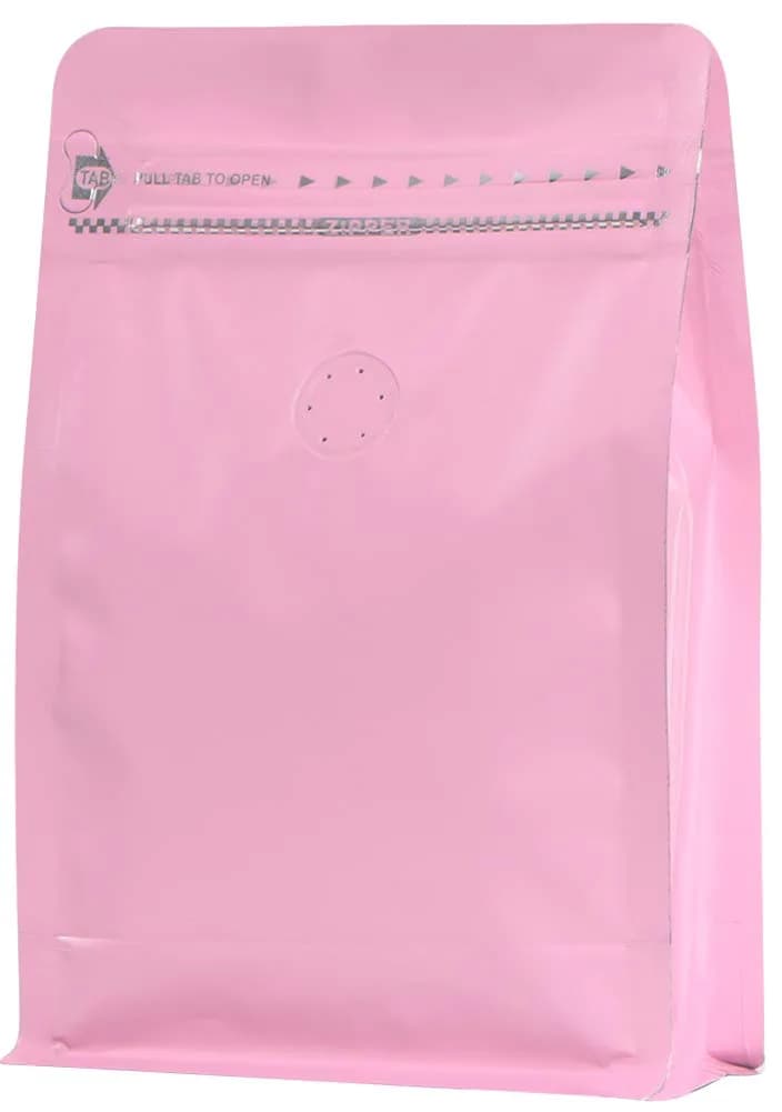 REMTAP Pink 8oz (227g) Coffee Bags with Valve & Zipper | 50 Count Flat Bottom Pouches — Pink