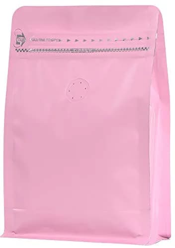 REMTAP Pink 8oz (227g) Coffee Bags with Valve & Zipper | 50 Count Flat Bottom Pouches thumbnail 1