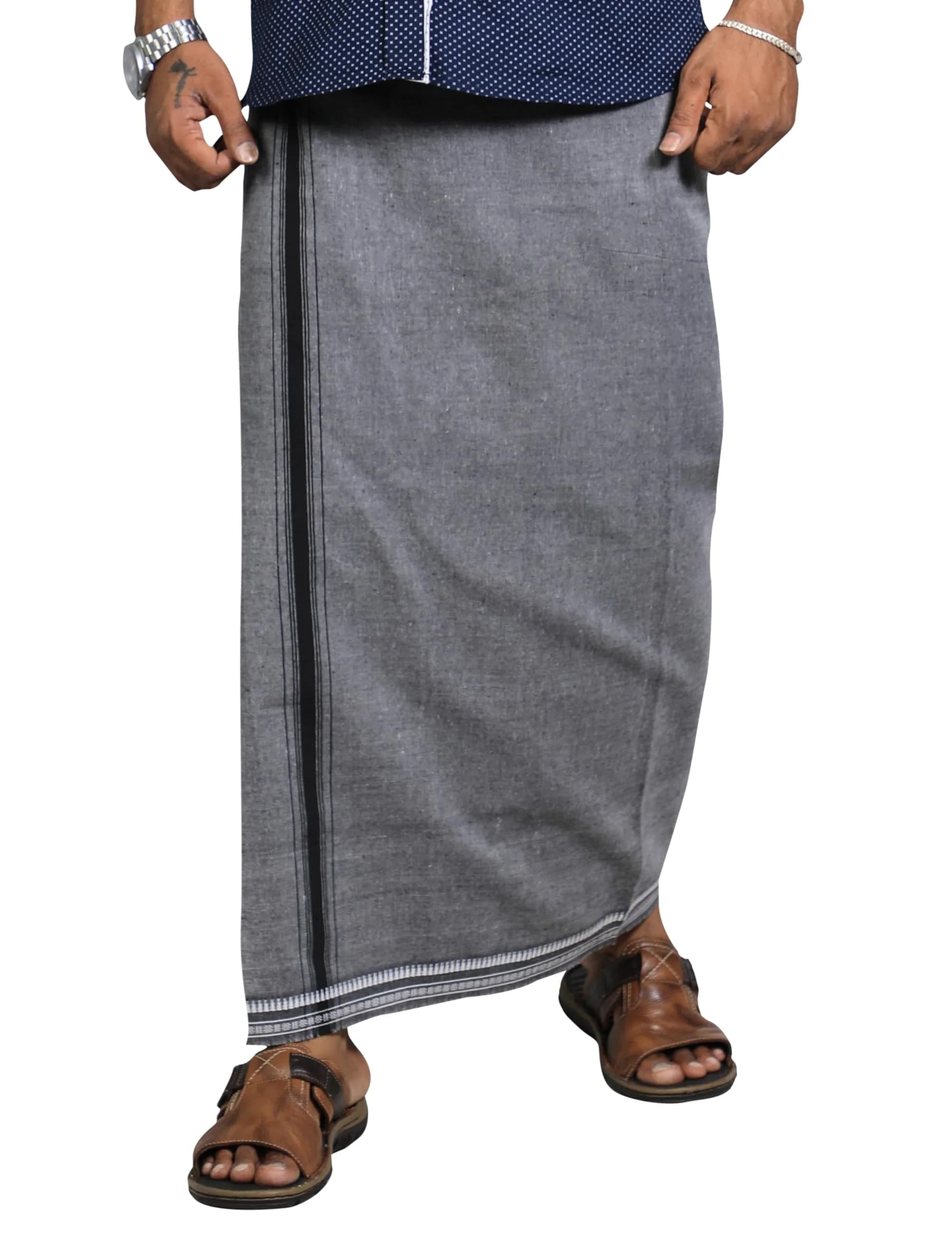 PRAKASAM COTTON Men's Single Dhoti 1.28 X 2.00 mtrs | Fine Quality Pure Cotton Ash - main product image