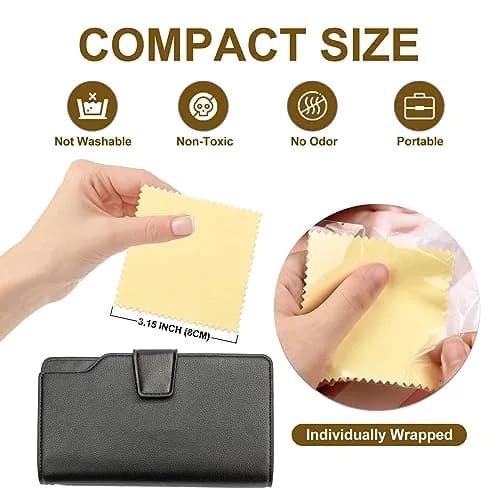 SEVENWELL Yellow Jewelry Cleaning Cloths, 50 Pcs - Polishes Silver, Gold, Platinum thumbnail 2