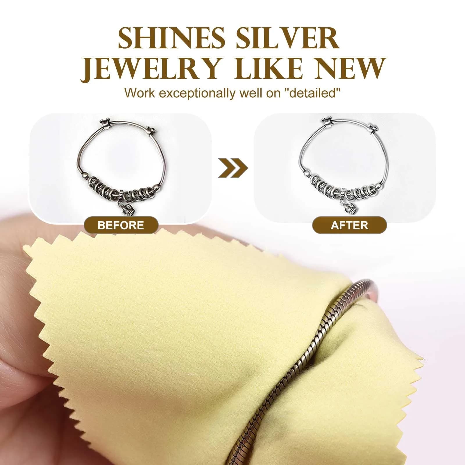 SEVENWELL Yellow Jewelry Cleaning Cloths, 50 Pcs - Polishes Silver, Gold, Platinum - view 3