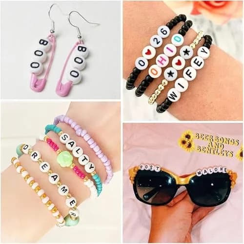 Looconi White Acrylic Alphabet Letter Beads 7mm (0.27 inch) | 1500 Pieces for Jewelry Making thumbnail 6