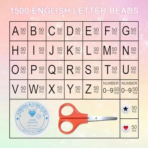 Looconi White Acrylic Alphabet Letter Beads 7mm (0.27 inch) | 1500 Pieces for Jewelry Making thumbnail 3