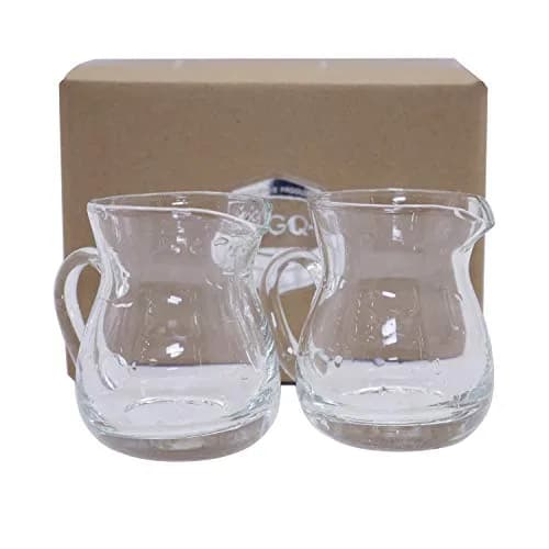 DGQ Classic Glass Creamer Pitcher 4oz Pack of 2 | Elegant Hand-Blown Milk Pourer for Coffee & Tea thumbnail 1