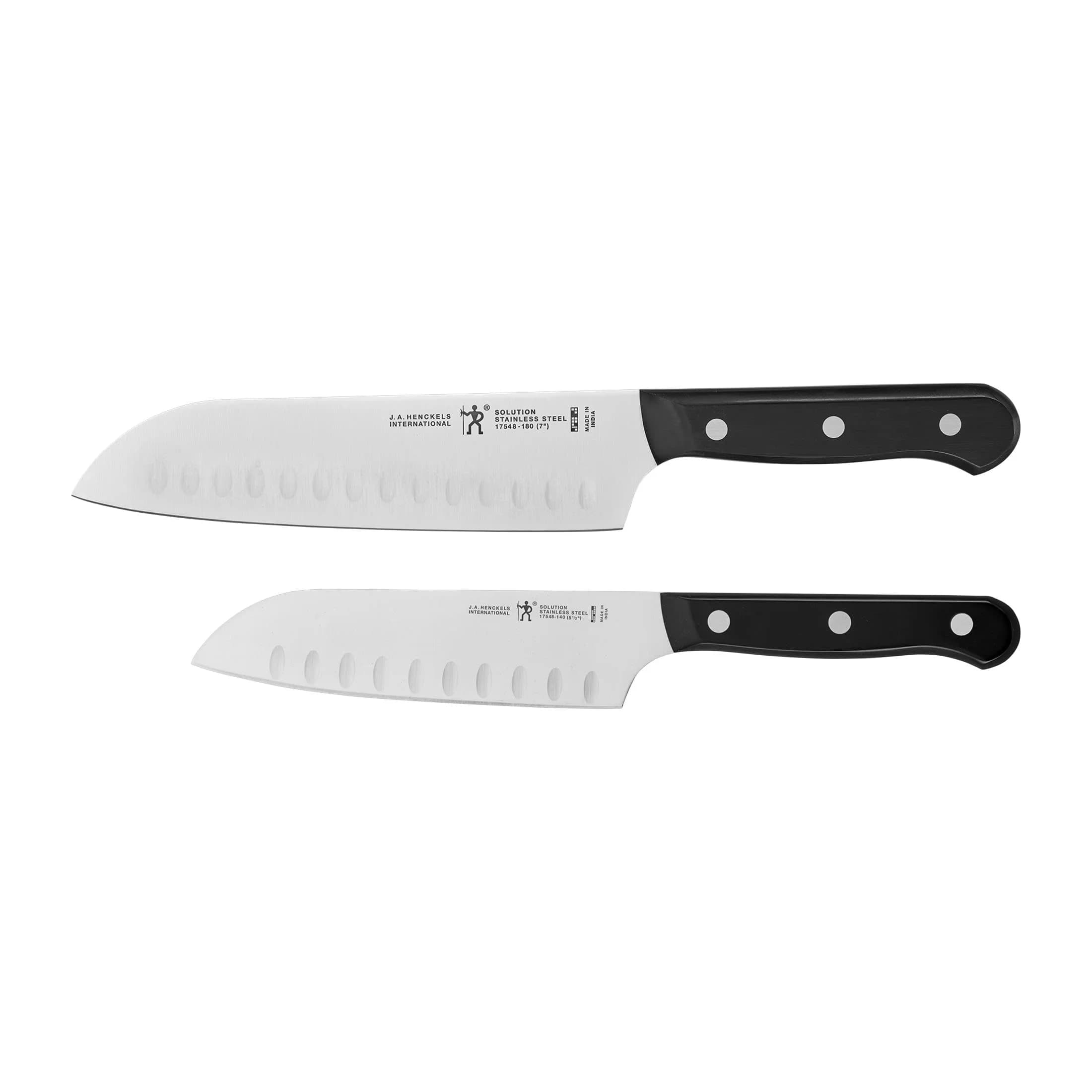 HENCKELS Solution Santoku Knife Set 2-pc | Razor-Sharp, German Engineered — Black/Stainless Steel
