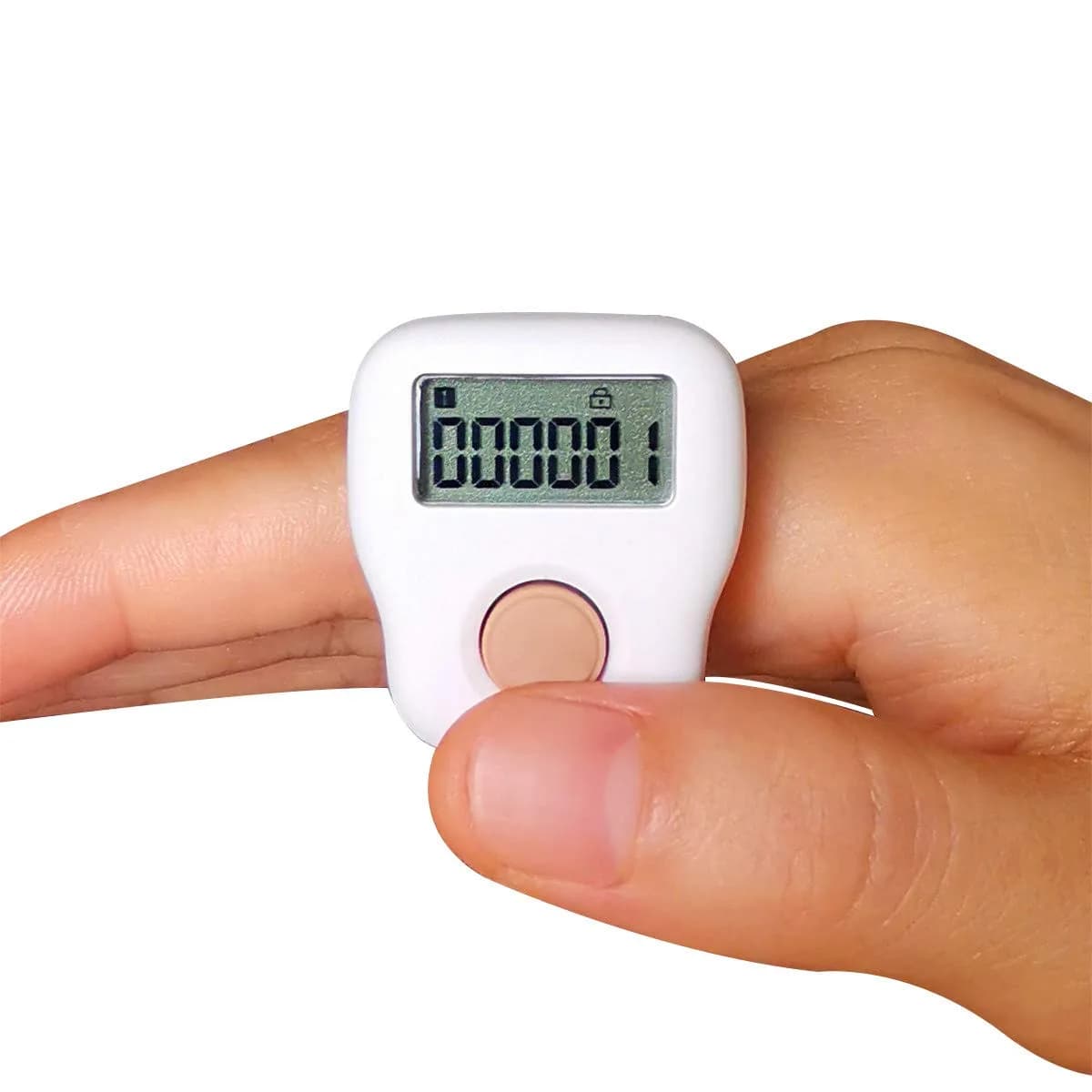 Arvakr Rechargeable Silent Finger Counter with LED | 6 Channels, 999999 Count Range, White