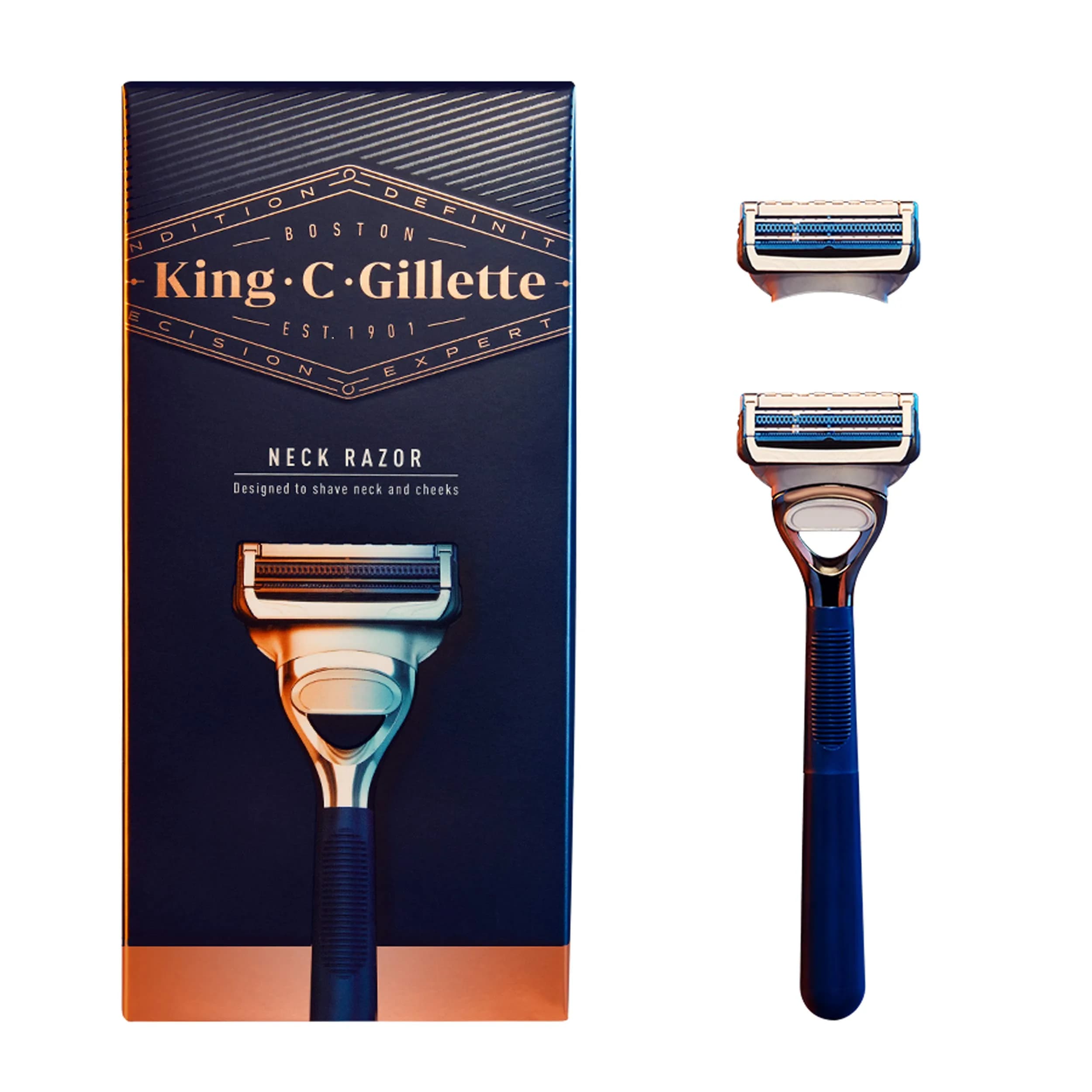 King C. Gillette Neck Razor Handle with 2 Precision Blades | Designed for Sensitive Necks — Neck Razor