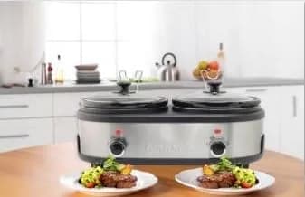Courant Double Slow Cooker 2.5 Quart | Individual Pots with Easy Cooking & Dishwasher Safe Stoneware thumbnail 3