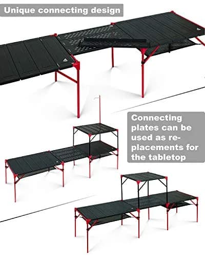 iClimb Large Extendable Folding Camping Table | Waterproof Aluminum, 66 lbs Max Load, Compact & Stable thumbnail 3