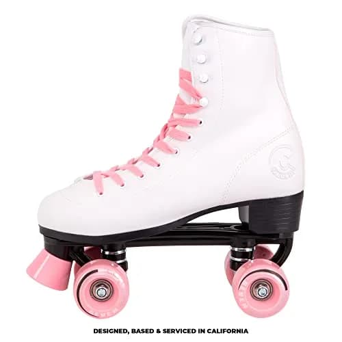 C SEVEN C7skates Quad Roller Skates | Retro Design (Candy Pink, Youth 2) with Wide Wheels & Outdoor Suitability thumbnail 3