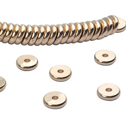 BronaGrand 8mm Flat Round Rondelle Spacer Beads Disc Spacers for DIY Bracelet Necklace Crafts, Gold (100pcs) thumbnail 4