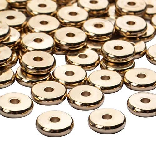 BronaGrand 8mm Flat Round Rondelle Spacer Beads Disc Spacers for DIY Bracelet Necklace Crafts, Gold (100pcs) thumbnail 5