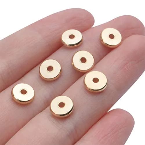 BronaGrand 8mm Flat Round Rondelle Spacer Beads Disc Spacers for DIY Bracelet Necklace Crafts, Gold (100pcs) thumbnail 7