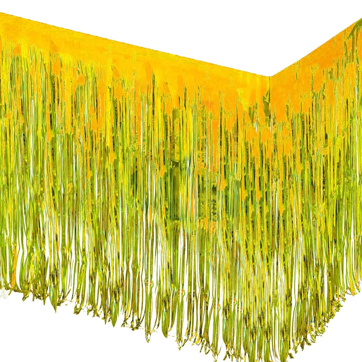 allgala White Tinsel Table Skirt 2-Pack 274 cm (108 Inch) x 74 cm (29 Inch) | Metallic Foil Fringe for Parties — Gold