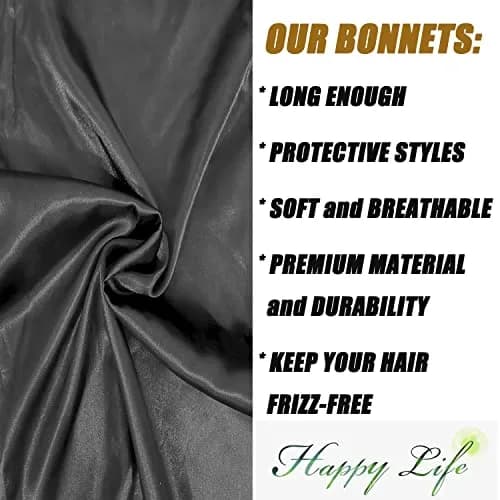 Wbfwbb Extra Long Satin Braid Bonnet for Sleeping | Adjustable Drawstring Hair Wrap for Braids, Curly, Long Hair thumbnail 4