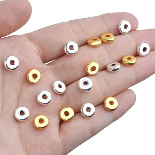 BronaGrand 200pcs 8mm Flat Round Rondelle Spacer Beads Disc Spacers | Gold & Silver thumbnail 7
