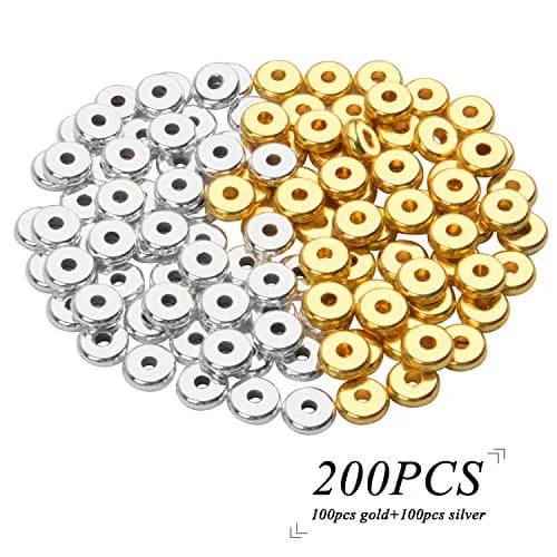 BronaGrand 200pcs 8mm Flat Round Rondelle Spacer Beads Disc Spacers | Gold & Silver thumbnail 2