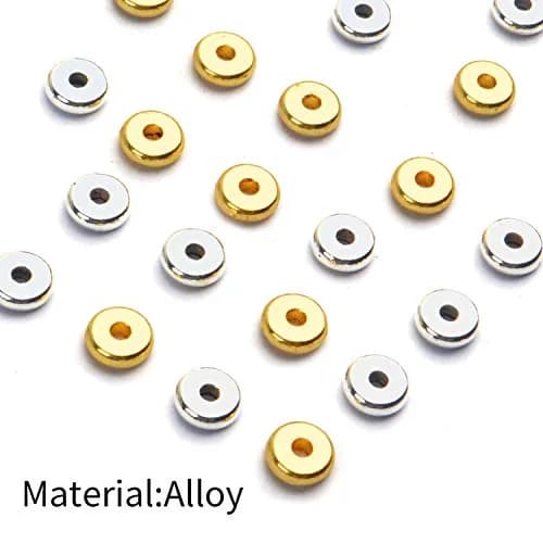 BronaGrand 200pcs 8mm Flat Round Rondelle Spacer Beads Disc Spacers | Gold & Silver thumbnail 4